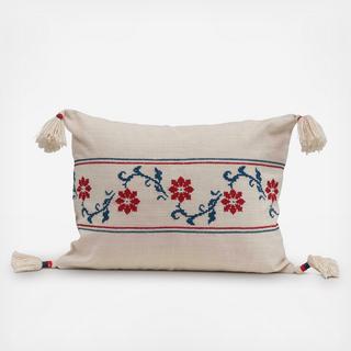 Cross-Stitch Lumbar Pillow with Tassels