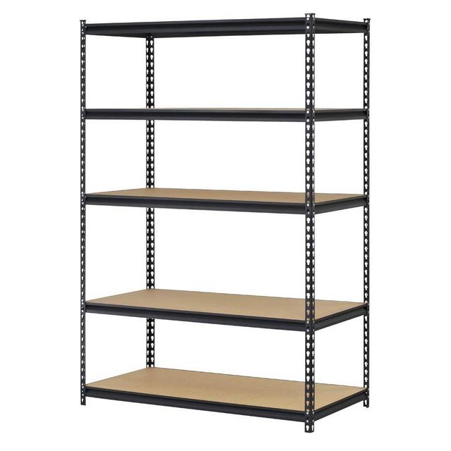 EDSAL URWM184872BK Black Steel Storage Rack, 5 Adjustable Shelves, 4000 lb. Capacity, 72" Height x 48" Width x 18" Depth