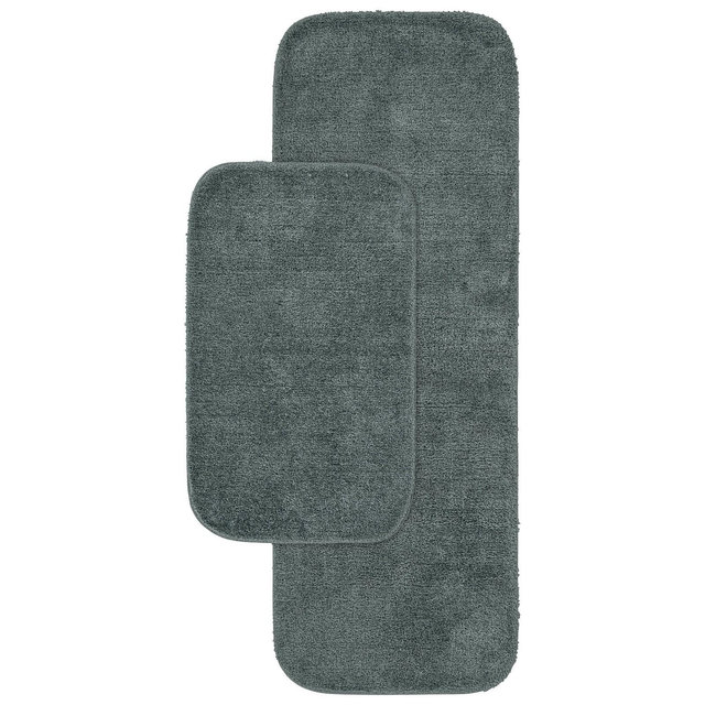 2pc Traditional Nylon Washable Bathroom Rug Set Dark Gray - Garland Rug: Latex Backed, Tufted, Midweight
