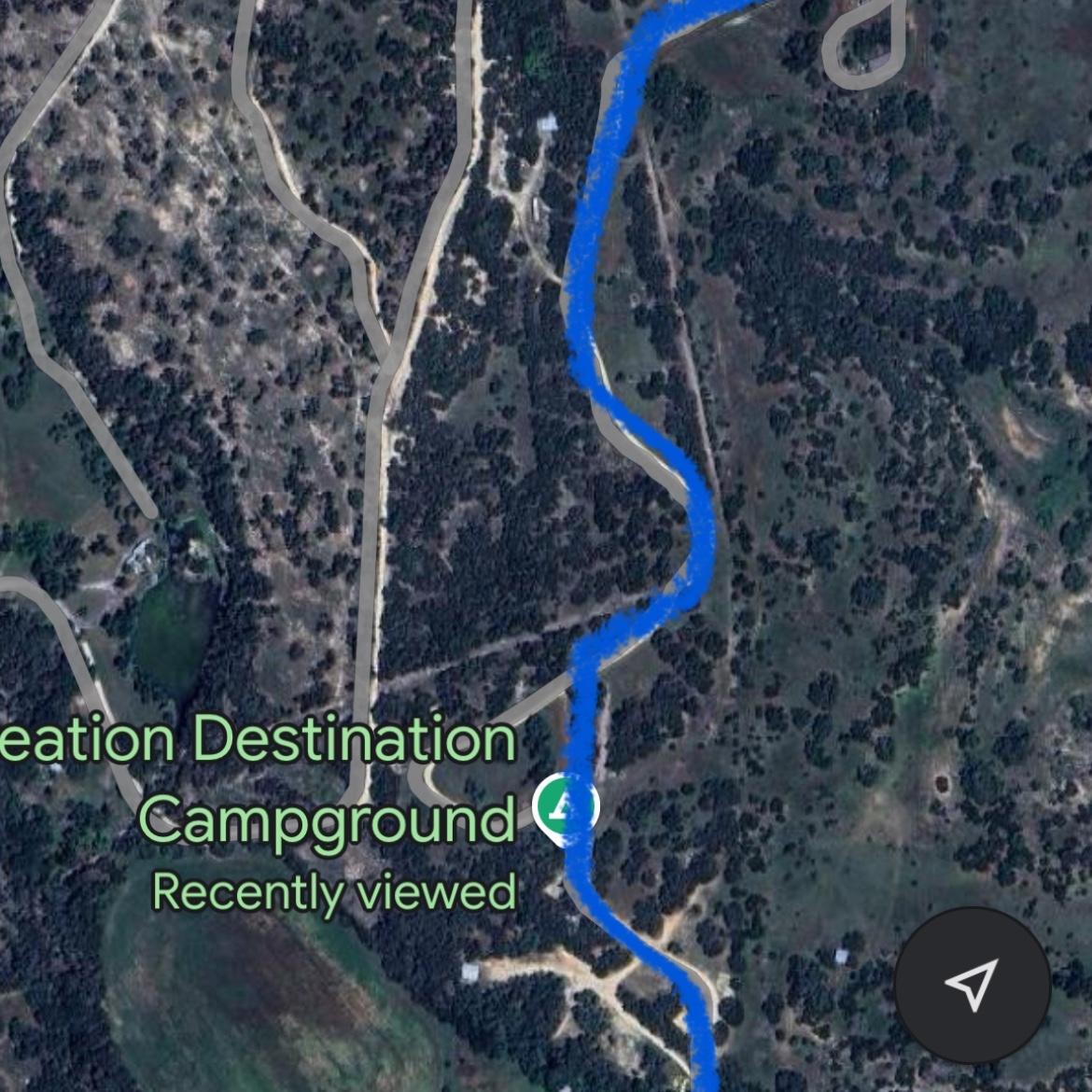 The ceremony/reception area is in the field at the back of the property, which is seen here at the bottom of the map.