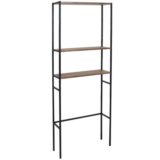 Sunnydaze 3 Shelf Iron and Veneer Over the Toilet Etagere Bathroom Storage Cabinet Space Saver - Teak