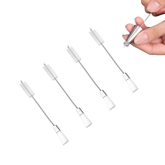 NentMent 4 Pack Piping Tip Cleaning Brush Double-Headed Nylon Hard Bristle Brushes Pipe Tube Cleaner for Cake Decorating Tips Nozzle Baking Pastry Bags Mouth Frosting Icing Dispenser