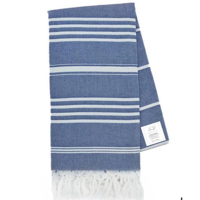 Natural Turkish Towel, Navy