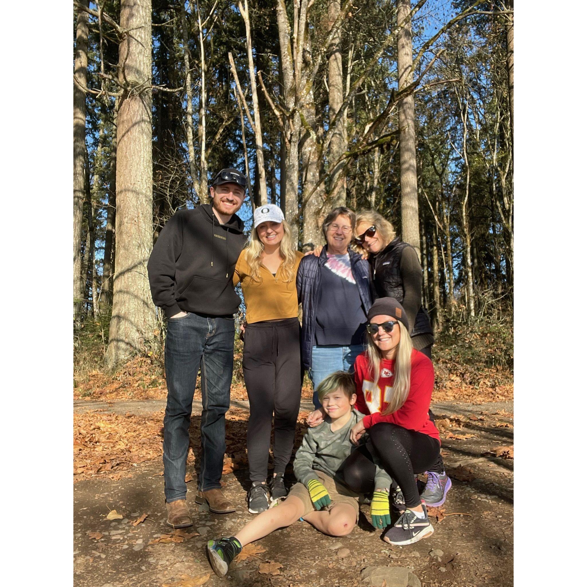 Kyle's first Thanksgiving in Eugene, Nov 2022. A quick nature walk mere hours before Kyle started a mini oven fire with his sweet potatoes...