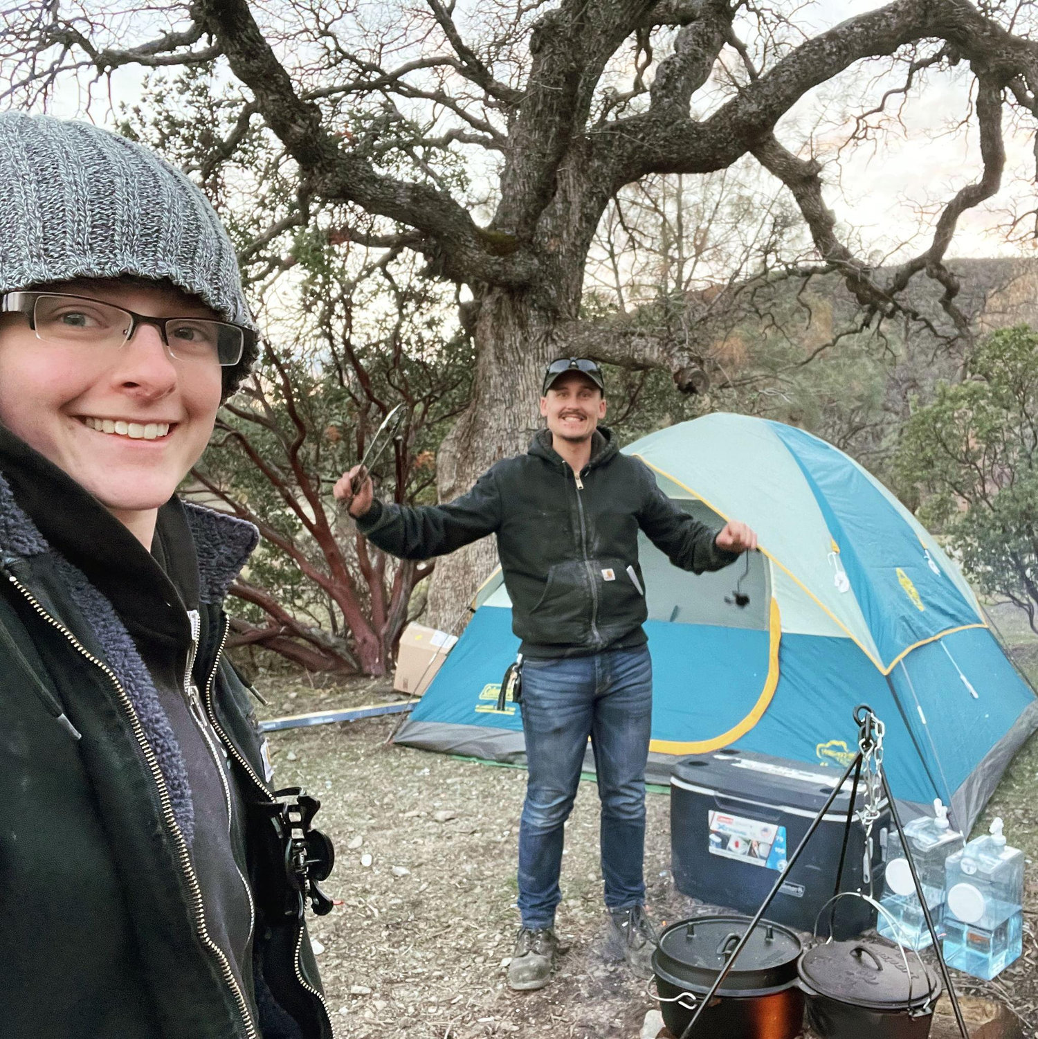 Another early camping trip in March 2020. Kyle was very excited to cook using his new cast iron pots.