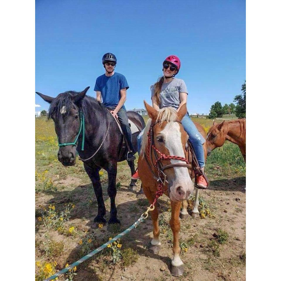 Horseback riding at Michael's sister Angela's home.