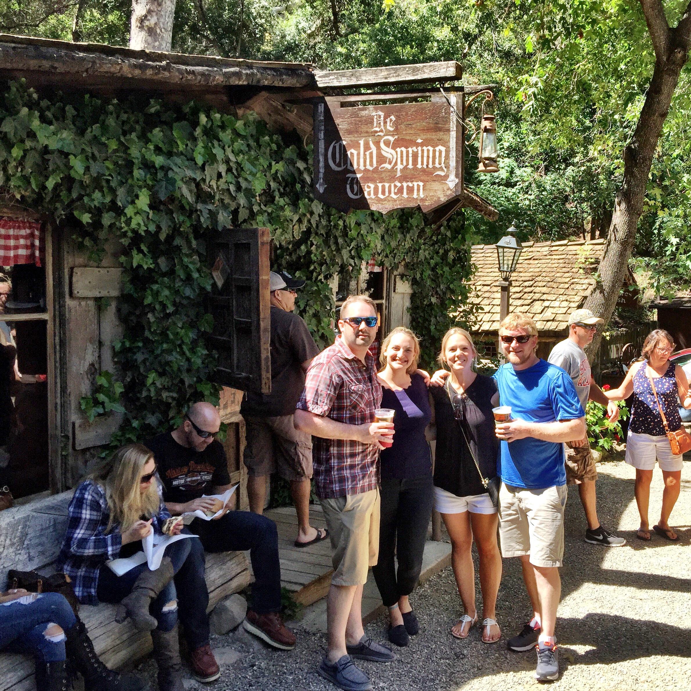 Drinks and tri tip sandwiches at Cold Springs