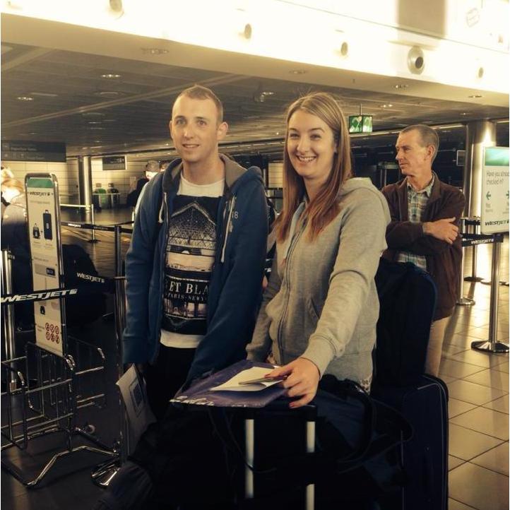 Fresh faced Daragh & Danielle on their way to their new home in Canada - June 2014