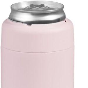 HydroJug Slim Can Cooler - 2-in-1 Insulated Can Cooler Cup - Stainless Steel Slim Can Holder with Non-Slip Rubber Base - Screw-Top Lid - Dishwasher Safe - 12oz, Pink Sand