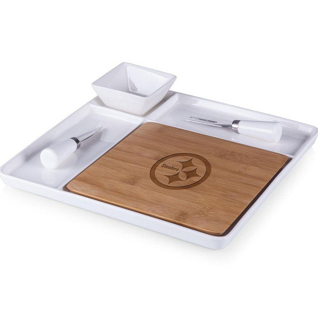 NFL Serving Tray Set with Cheese Knives - Pittsburgh Steelers