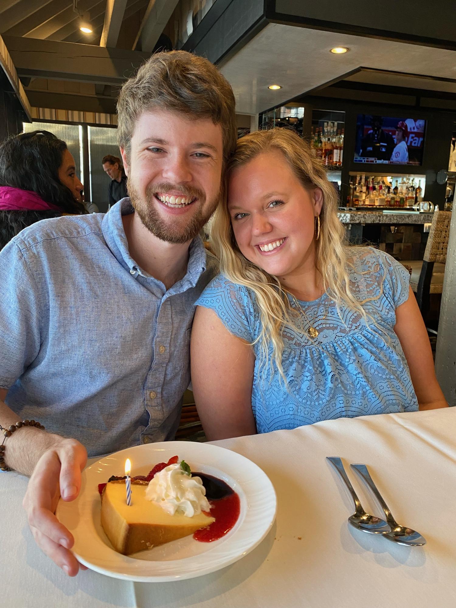From Lucas' birthday. Emily was in Arizona and he was in California at the time, Emily tricked him that she had a headache and was going to bed early, but actually drove overnight to surprise him!