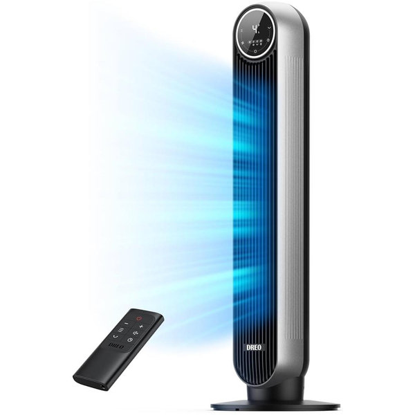 Dreo Tower Fan for Bedroom, 25ft/s Velocity Quiet Floor Fan, 90° Oscillating Fans for Indoors with 4 Speeds, 4 Modes, 8H Timer, Standing Fans, Bladeless Fan, Black, Nomad One (DR-HTF007)