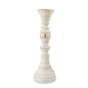 MEDIUM WHITEWASH HAND-TURNED CANDLE STICK