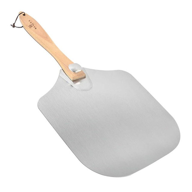 Metal Pizza Peel 12 inch - with Foldable Wooden Handle, Pizza Paddle, Foldable Pizza Peel, Pizza Spatula Paddle for Oven,Baking Homemade Pizza Bread, 12x14 Inch Aluminum Pizza Peel