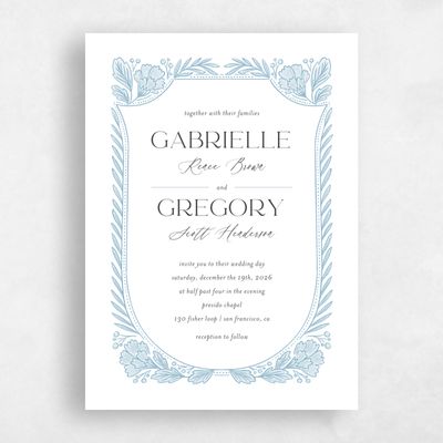 White Floral Wedding Invitation - Willowbrook Portrait