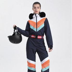 Women's Navy Blue Snow-Resistant Ventilated One-Piece Snow Suit
