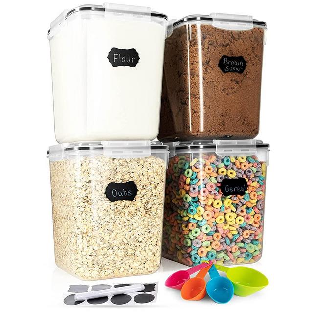 STOREGANIZE Flour And Sugar Containers Airtight (5.3L/4pk) Great Flour Sugar Canisters Sets For The Kitchen pantry, Large Food Storage Containers With Lids Airtight, BPA Free Sugar Flour Container Set