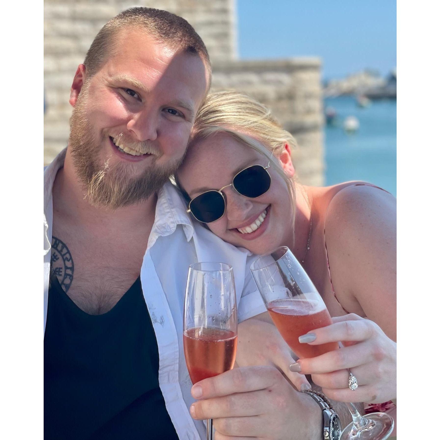 Celebrating Keith popping the question in Portugal!