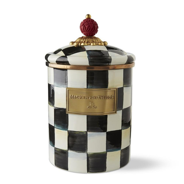 Mackenzie Childs Courtly Check Canister, Medium