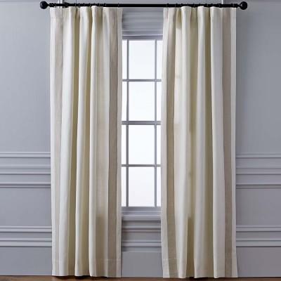 Stripe Edge Linen Drape Rod Pocket, Natural