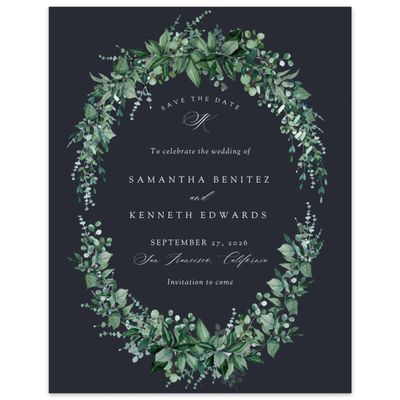 Black Winter Wedding Digital Save the Date - Elowen Portrait