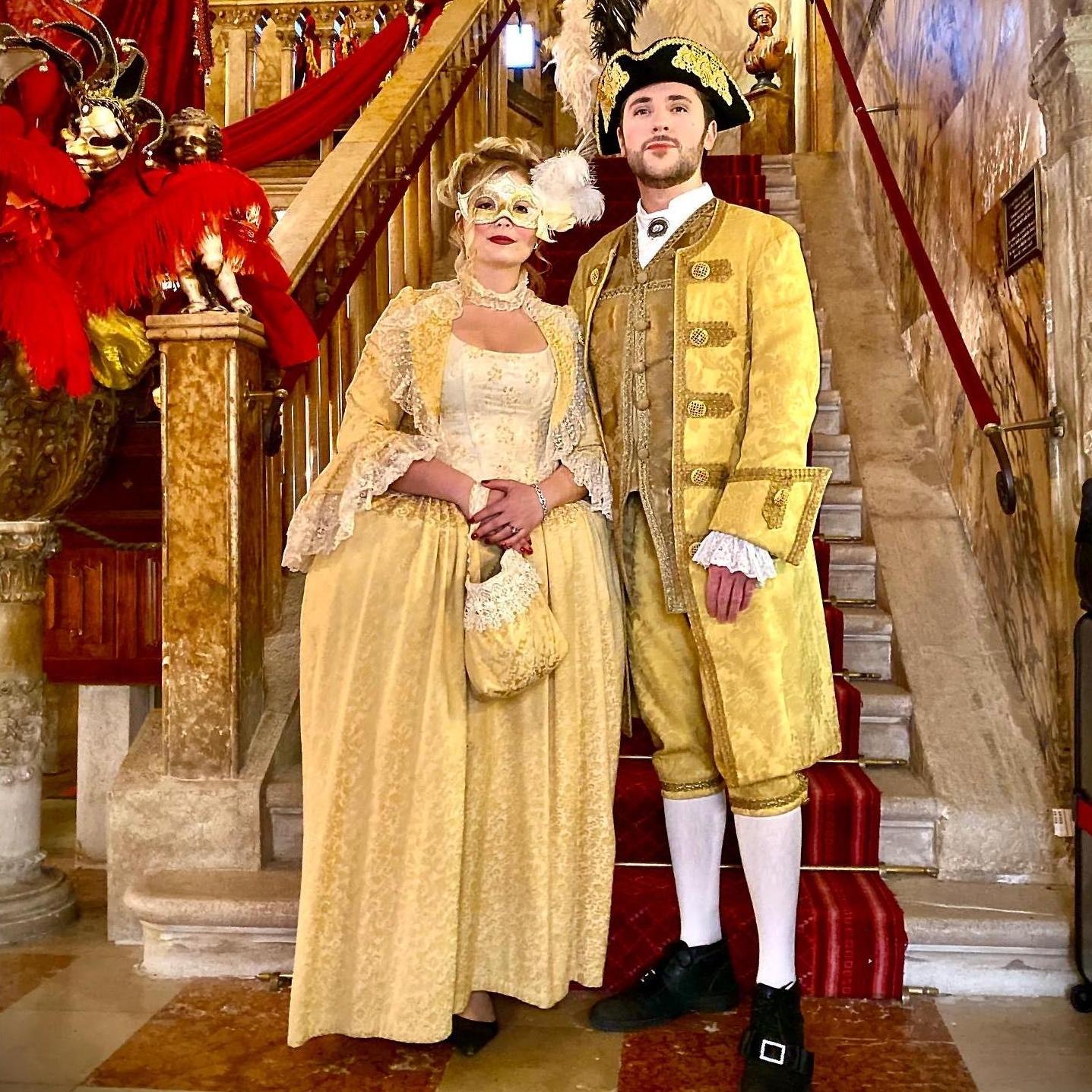 Dressed up in full costume - tights and makeup included - for the Carnival Ball in Venice
2020