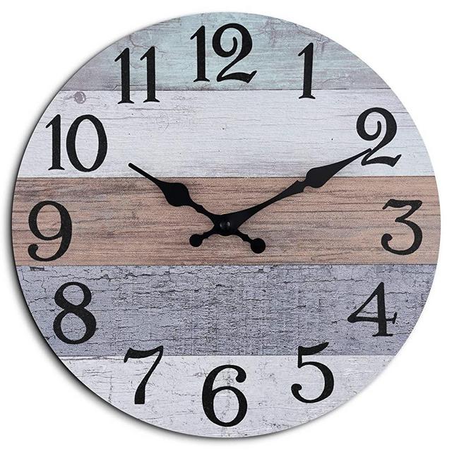 KECYET Wall Clock 10 Inch Silent Non Ticking Wall Clocks Battery Operated,Rustic Vintage Clock for Bathroom Kitchen Bedroom Office Living Room(Grey)