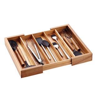 Expandable Acacia Utensil Tray