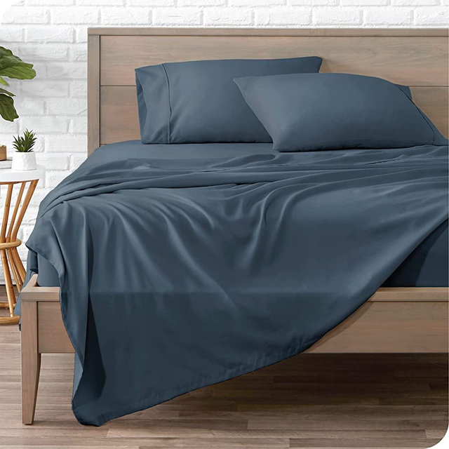 Bare Home King Sheet Set - Luxury 1800 Ultra-Soft Microfiber King Bed Sheets - Double Brushed - Deep Pockets - Easy Fit - 4 Piece Set - Bedding Sheets & Pillowcases (King, Bering Sea)