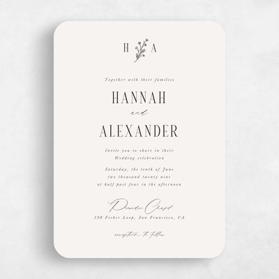 Beige Rounded Wedding Invitation - Nydia Portrait