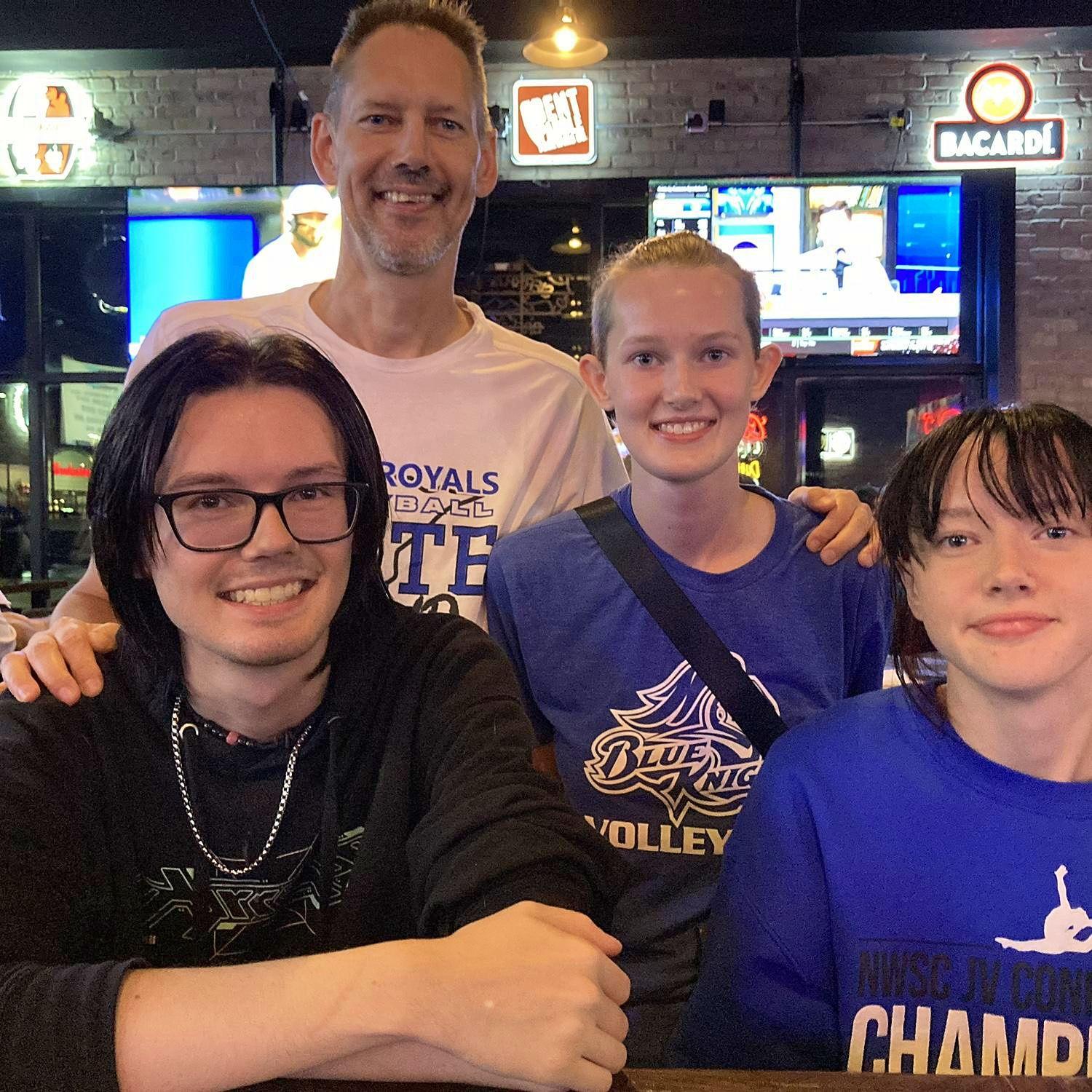 Paul, Adam, April, Erin... celebrating Adam's 21st Birthday and April's volleyball game