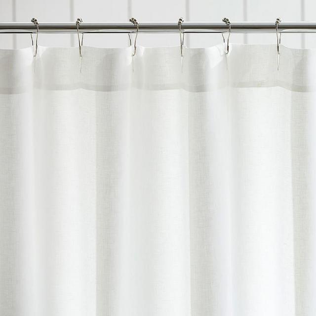 Belgian Linen Hemstitch Shower Curtain, White