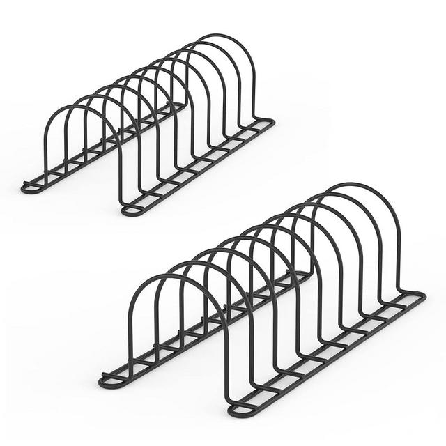 JAQ Pot Lids Holder, 13.5" Kitchenware Dividers Organizer for Plates, Pans, Cutting Boards, Muffin Tins, Baking Sheets in Cabinets Shelf Countertop Pantry (2-pack, Black)