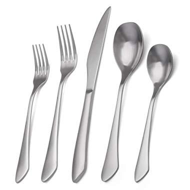 Matte Silverware Set, 20-Piece Stainless Steel Flatware Set Service for 4, Satin Finish Tableware Cutlery Set for Home and Restaurant, Dishwasher Safe