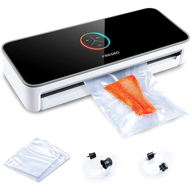 Food Saver True Automatic Vacuum Sealer Machine For Food, FRESKO Food Sealer Built in Vacuum Seal System, Smart Food Vacuum Sealer with Vacuum Sealer Kits, One-Touch Operation, Dry & Moist Modes