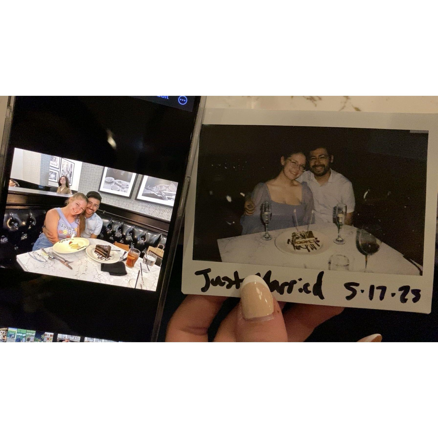 First date -> engagement celebration at Maggiano's.