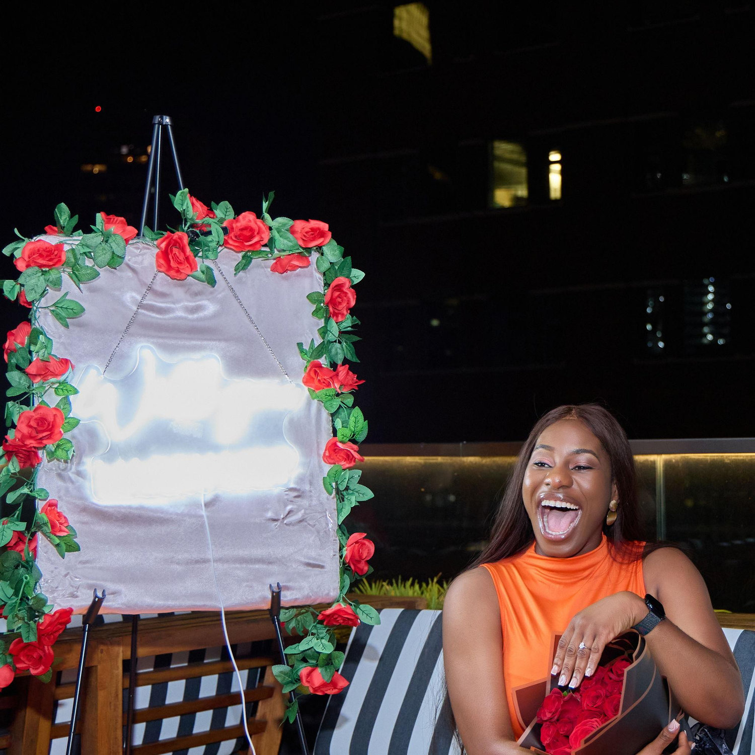 A very happy bride to be!