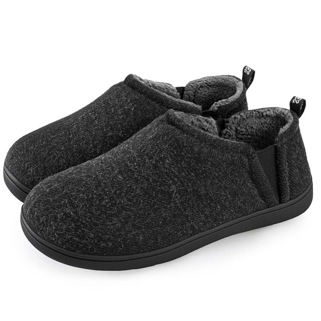 Snug Leaves Men's Faux Wool Slippers Comfy Warm Winter House Shoes with Elastic Gores