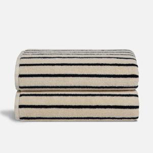 Super-Plush Turkish Cotton Bath Towels - Striped Midnight Navy