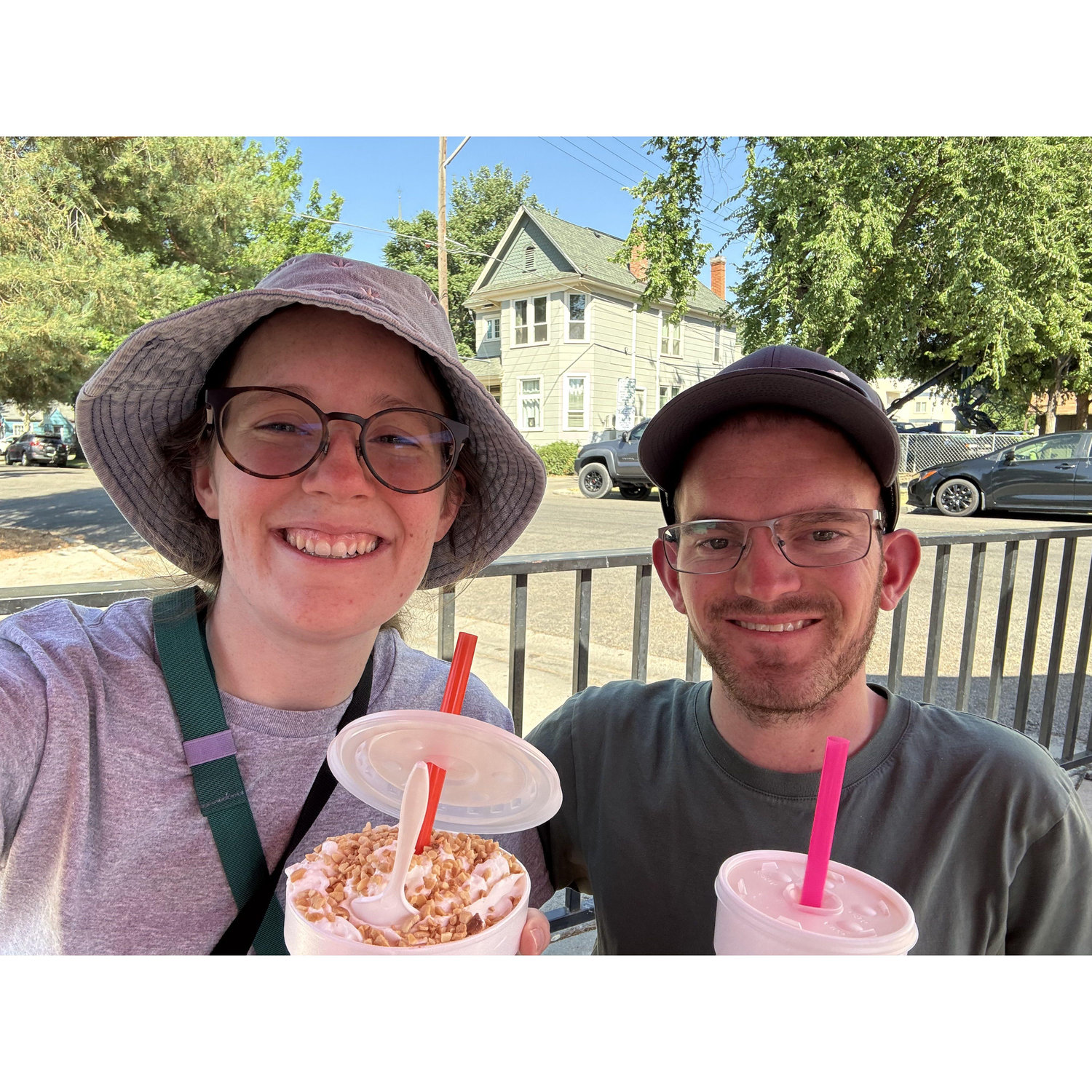 Enjoying our Boise-sized milkshakes in hot 96 degrees! 2025 Road Trip