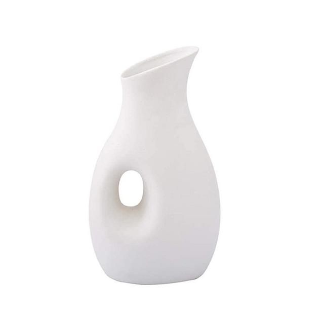 Anding White Ceramic Vase - Matte Design - Ideal Gift Flowers Vase for Friends, Family, Wedding, Table Vase, Perfect Home Decoration Vase (LY595 White)