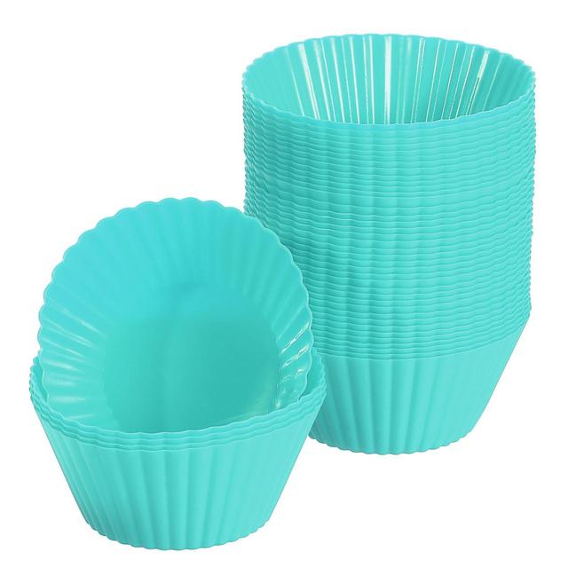 Unique Bargains Silicone Non-Stick Heat Resistant Baking Cups Mint Green 42 Pcs