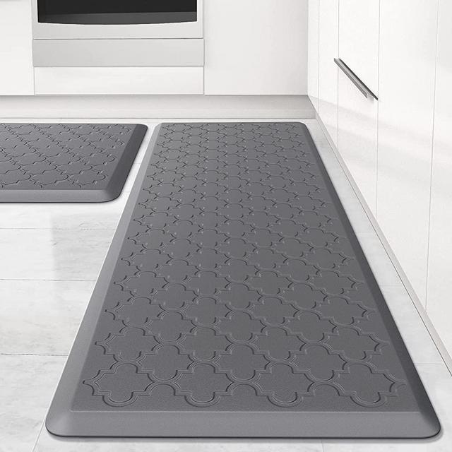 Kitchen Mat [2 PCS] Cushioned Anti-Fatigue Floor Mat, Waterproof Non-Skid Kitchen Mats and Rugs, Ergonomic Comfort Foam Kitchen Rugs, Standing Mat for Kitchen, Floor,Office, Sink, Laundry