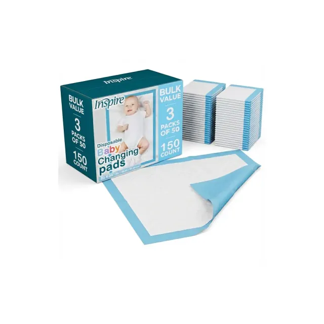 Inspire Baby Diaper Changing Pads | Disposable Chux Underpads, 23 x 36 Inches, Bulk Savings Pack 150 Ct