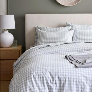 Classic Organic Percale Deluxe Bedding Bundle (Twin | Blue Fog Gingham)