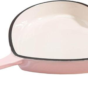 Paris Hilton Enameled Cast Iron Heart Skillet Pan, Superior Heat Retention, Oven Safe, Long-Lasting Enamel, 10-Inch, Pink