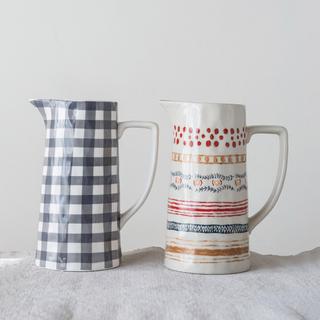 Gingham Stoneware Pitcher