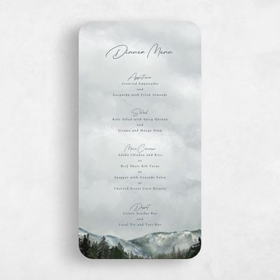 Grey Rounded Wedding Menu - Montagne