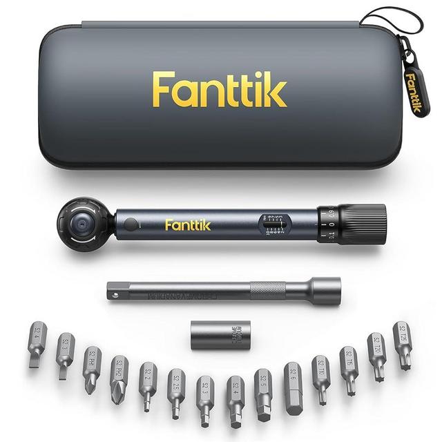 Fanttik WB10 Nova 1/4 Inch Drive Mini Bicycle Torque Wrench Set, 2-10 Nm, 14 Bits Dual-Direction Click Adjustable 72-Tooth Torque Wrench Set for Bike