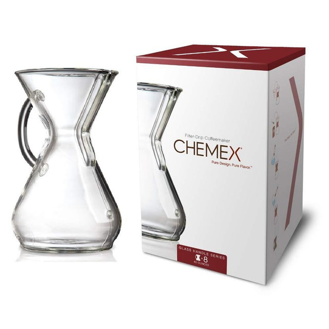 CHEMEX Pour-Over Glass Coffeemaker - Glass Handle Series - 8-Cup - Exclusive Packaging